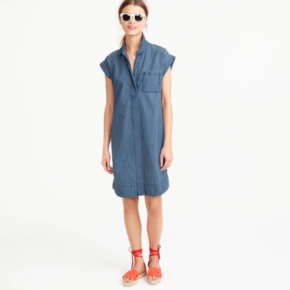 J. Crew Dresses & Skirts - J.Crew Chambray Blue short sleeve shirt dress size XS